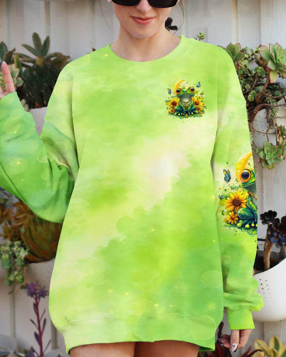 Being Yourself The Wrong Thing To Do Green Frog Sunflower Peace AOP Shirts _2_ gnVPL