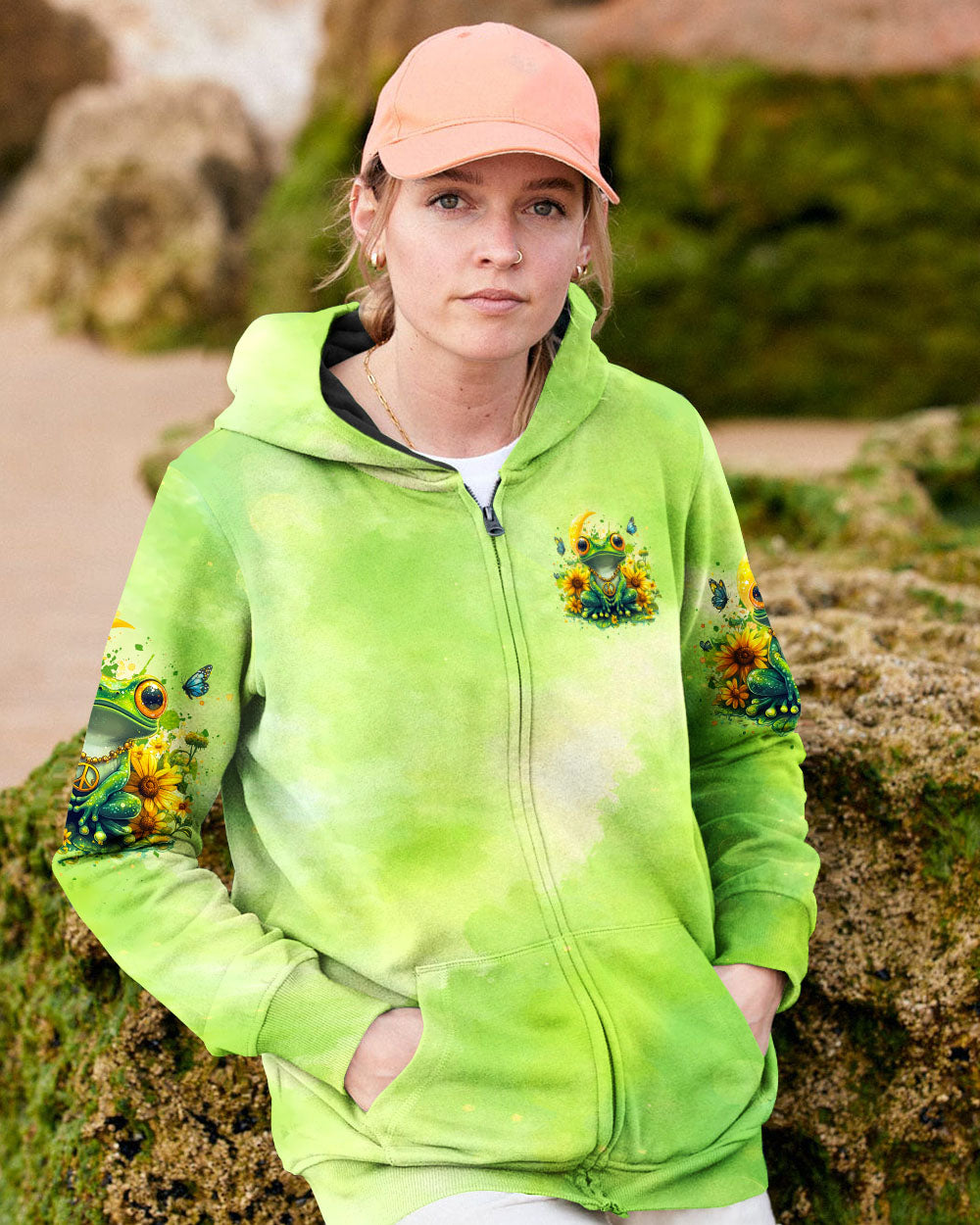 Being Yourself The Wrong Thing To Do Green Frog Sunflower Peace AOP Shirts _4_ C07tW