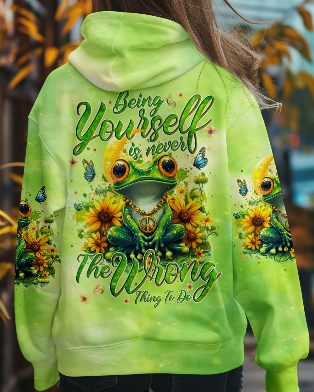 Being Yourself The Wrong Thing To Do Green Frog Sunflower Peace AOP Shirts _8_ 1mtSM