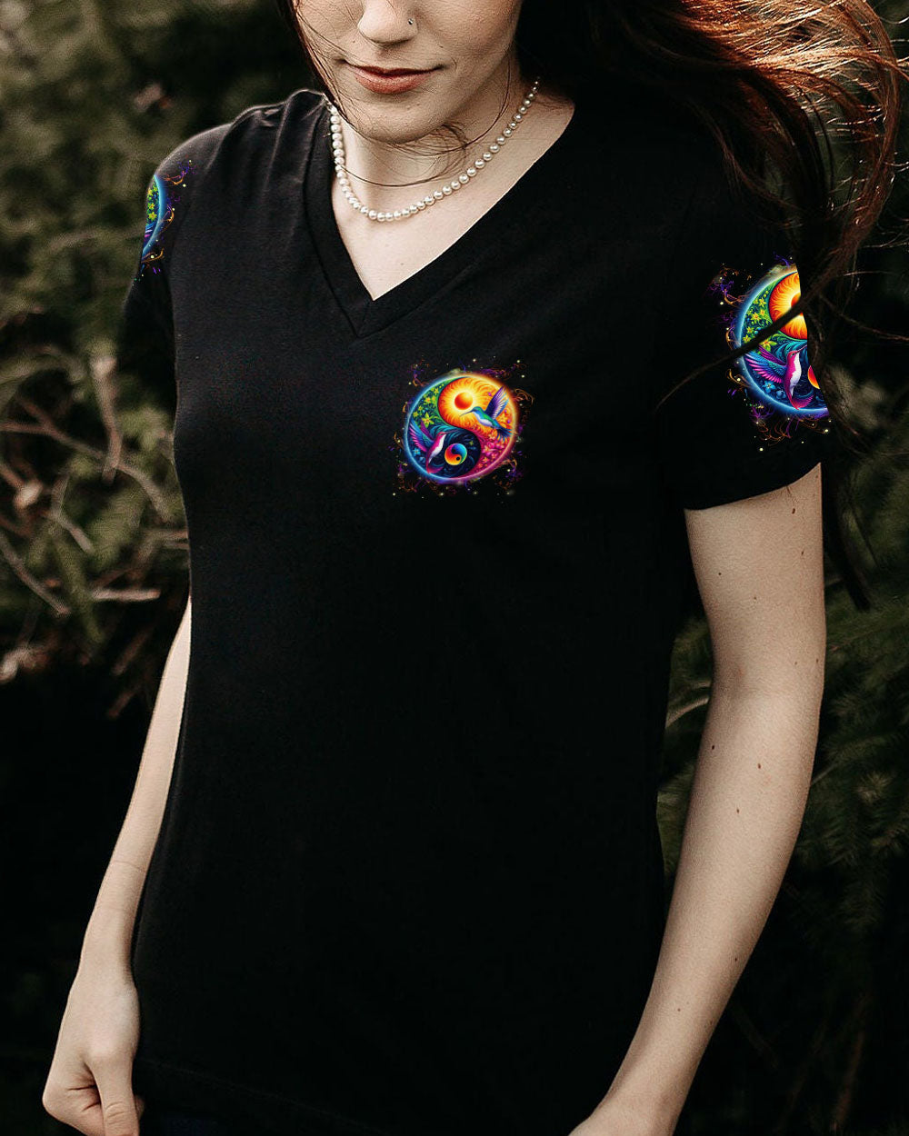 Breathe In Peace Breathe Out Love Yin Yang Hummingbird Mindful Quote Yoga AOP Shirts _4_ edH2m