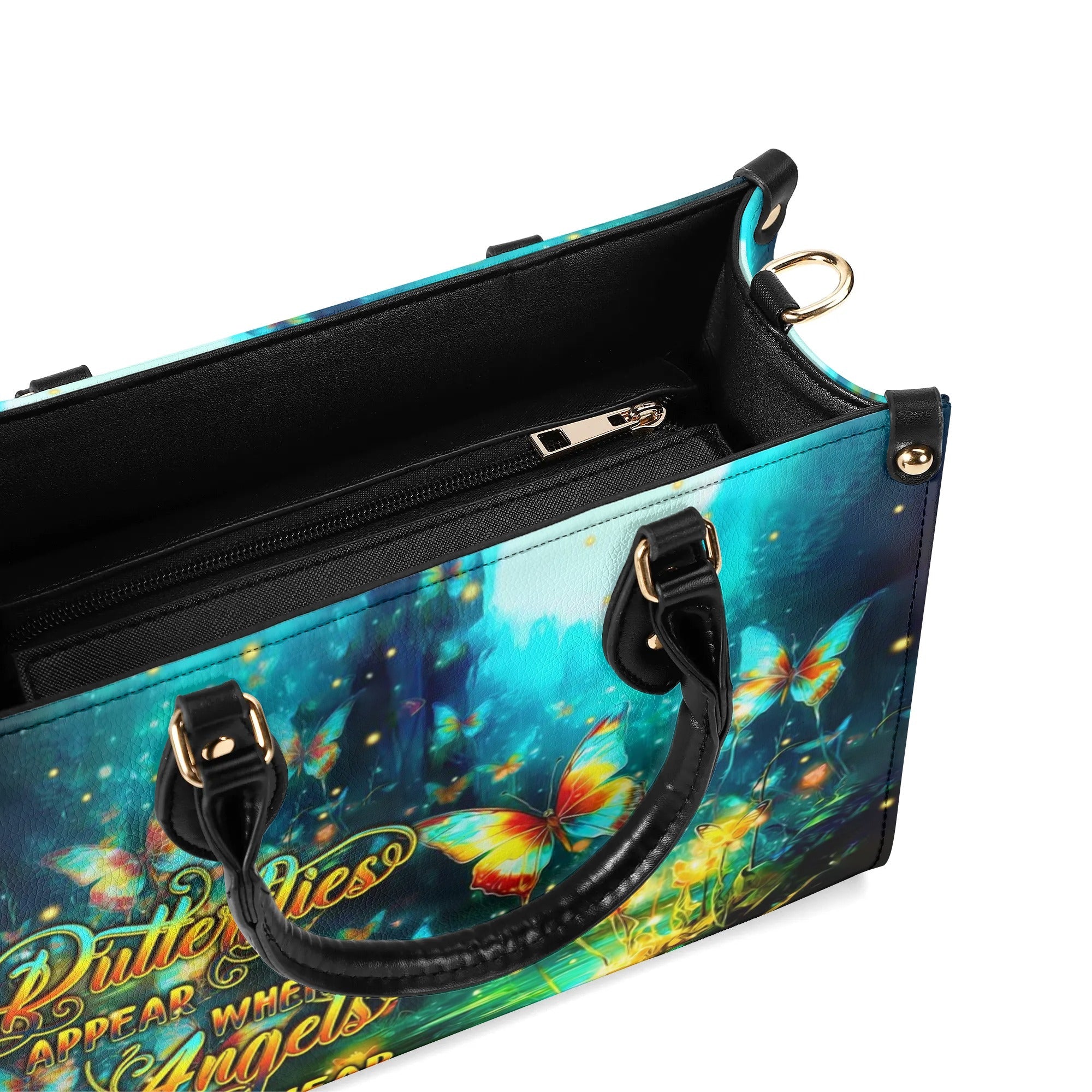 Butterflies Appear When Angels Are Near Inspirational Butterfly Angel Leather Bag _10_ Hinmm