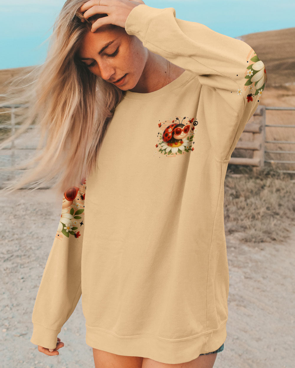 Butterfly Kisses _26 Ladybug Hugs Positive Vibes Peace _26 Love Hippie AOP Shirts _2_ eXR0F