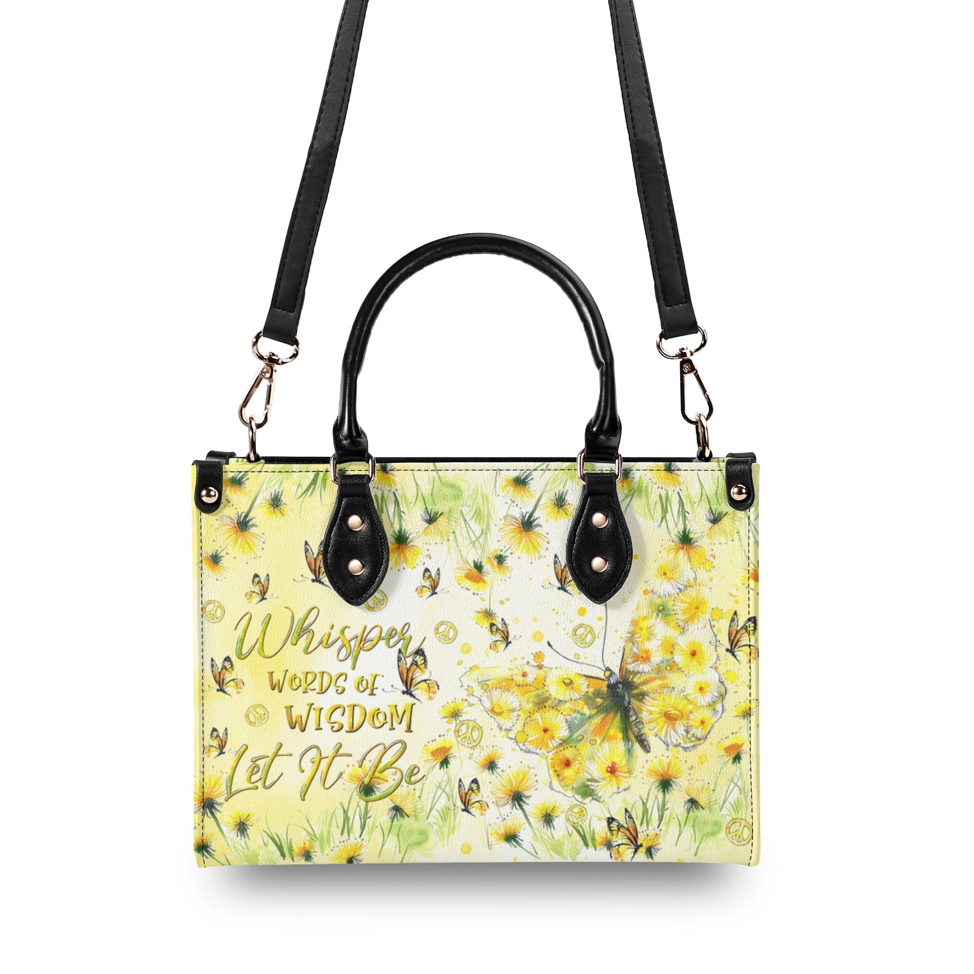 C2_A0Whisper Words of Wisdom Let It Be Yellow Floral Butterfly Hippie Leather Bag _6_ toyXz
