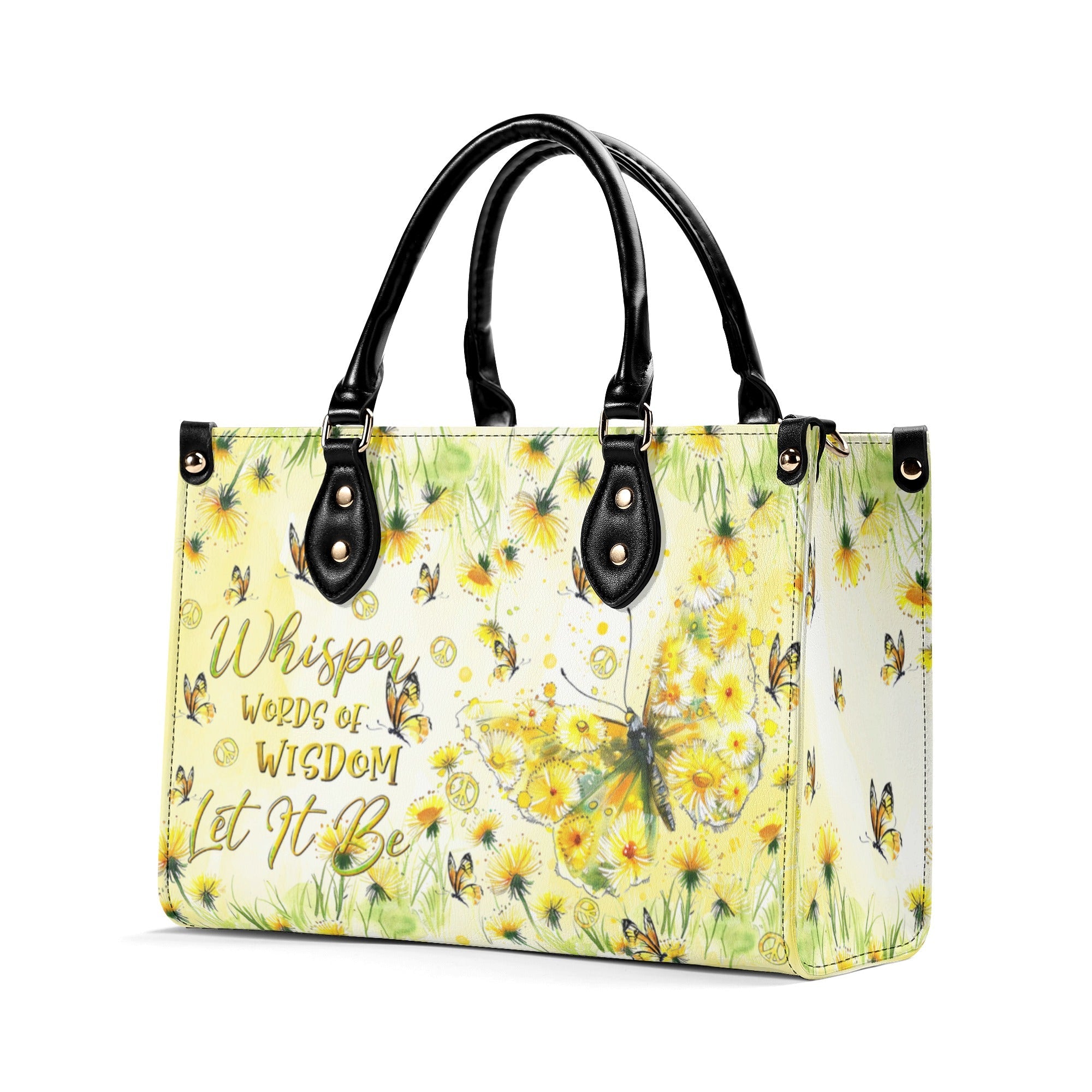 C2_A0Whisper Words of Wisdom Let It Be Yellow Floral Butterfly Hippie Leather Bag _8_ ejOD8
