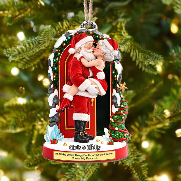 Of All The Weird Things Santa And Mrs Claus Kissing Gift For Couple - Personalized Acrylic Ornament