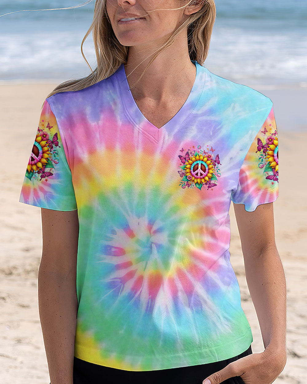 Can_E2_80_99t Find the Sunshine Be the Sunshine Tie Dye Sunflower Peace Sign AOP Shirts _2_ hWrz4