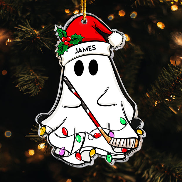 Christmas Ghost Hockey Version - Personalized Acrylic Ornament - Chrismas Gift For Family
