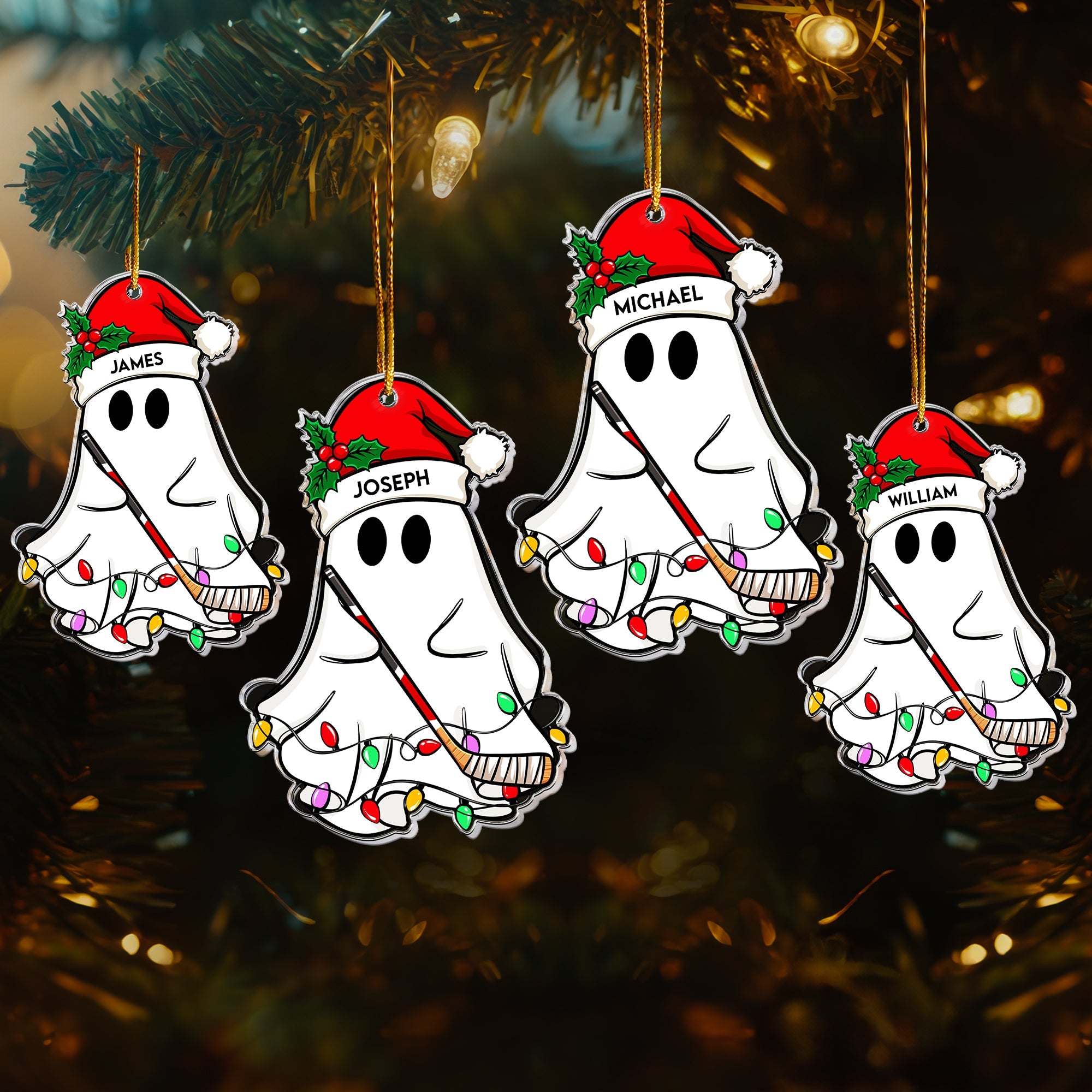 Christmas Ghost Hockey Version Personalized Acrylic Ornament_3