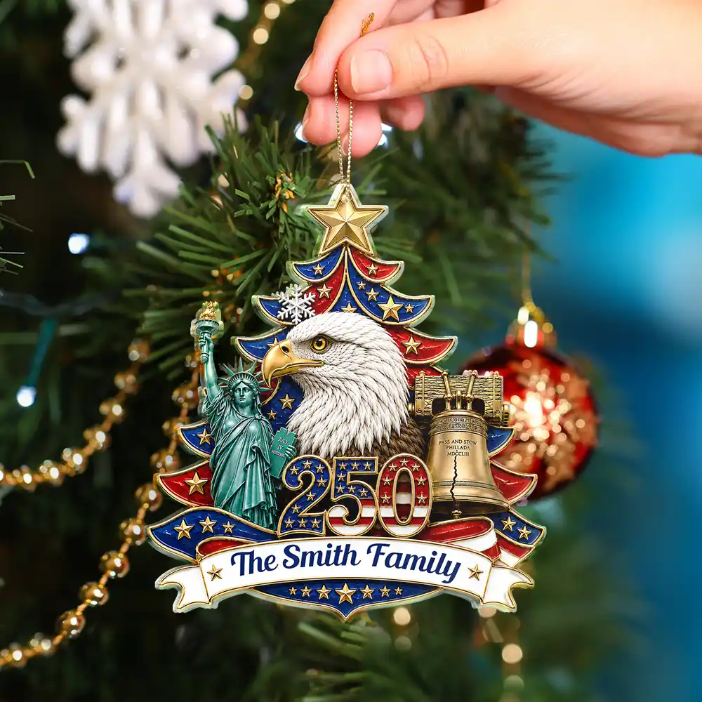 Christmas Proud America Family Personalized Custom Shaped Acrylic Ornament TT1390 IMA209 MK3