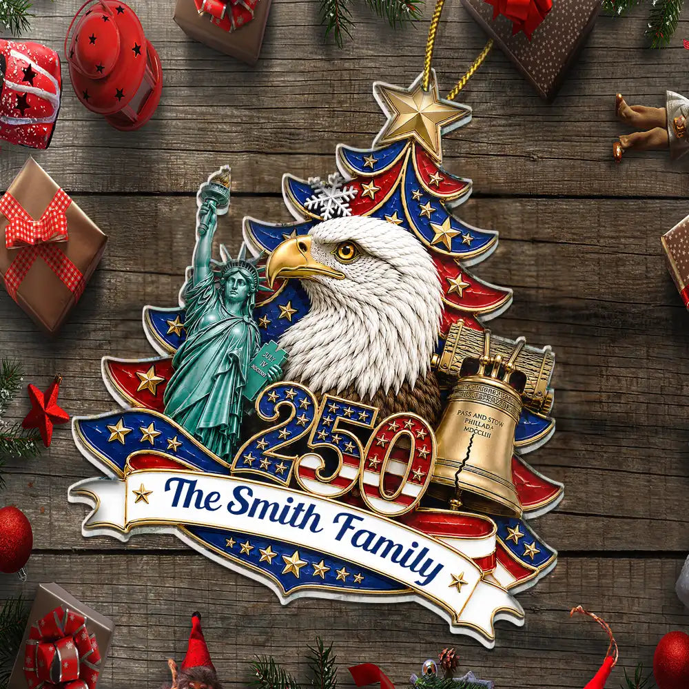 Christmas Proud America Family Personalized Custom Shaped Acrylic Ornament TT1390 IMA209 MK4 l_n