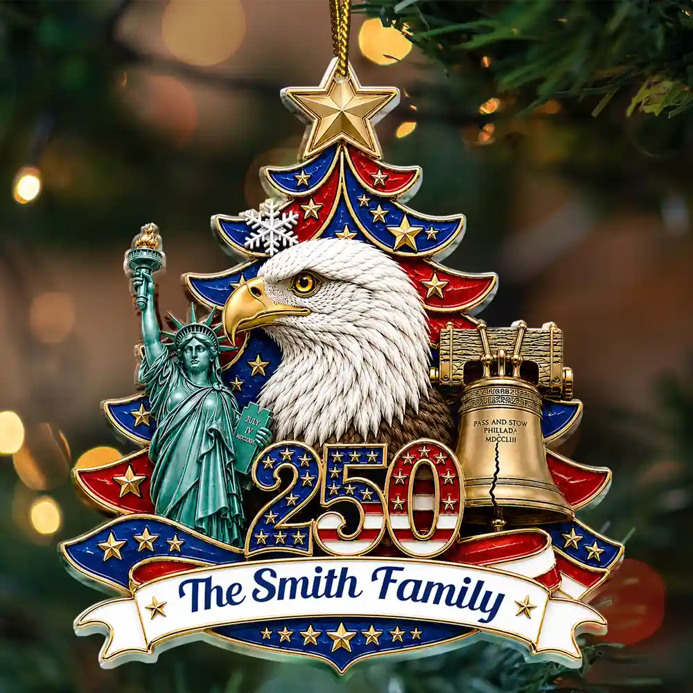 Christmas Proud America Family Personalized Custom Shaped Acrylic Ornament TT1390 IMA209 MK2