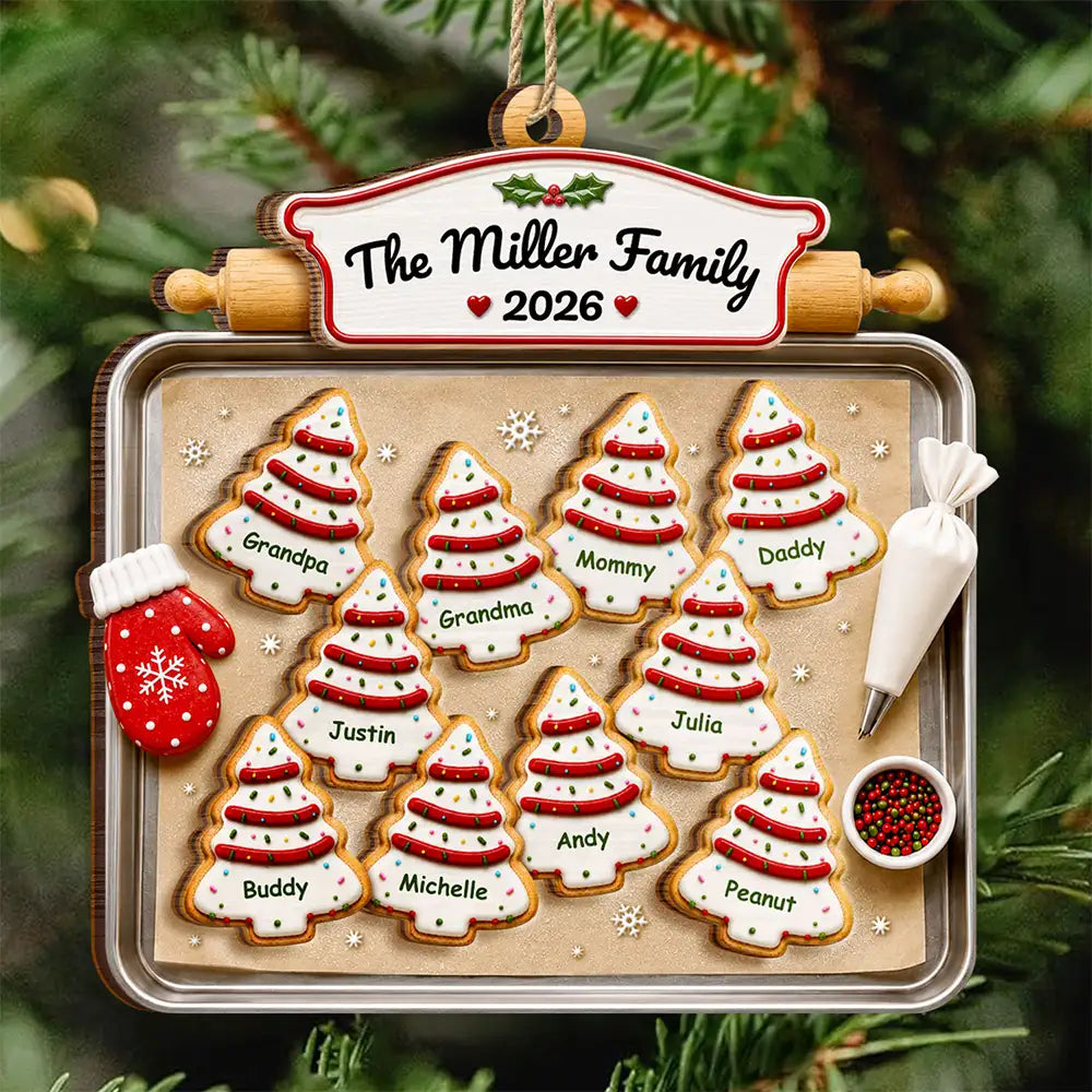 ChristmasCookiesFamily Personalized2 LayeredWoodenOrnament TU534 DSR1595 MK1