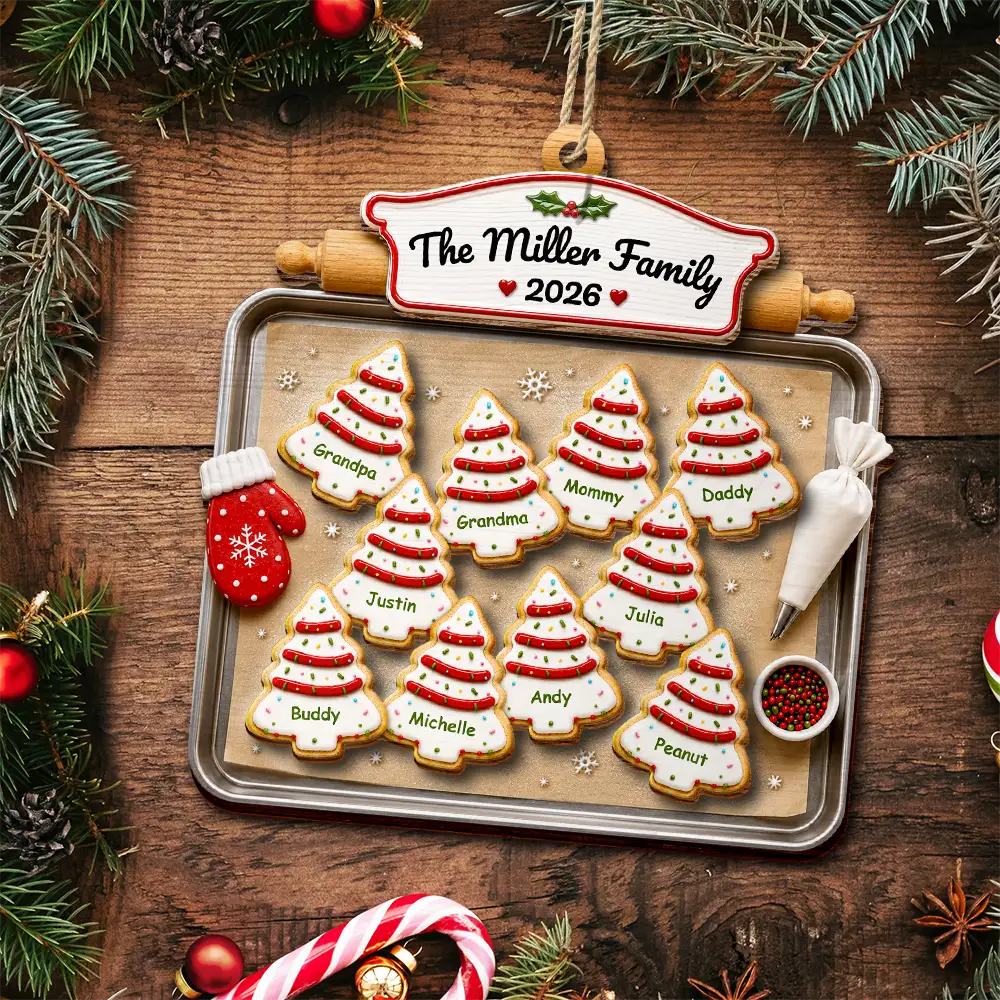 ChristmasCookiesFamily Personalized2 LayeredWoodenOrnament TU534 DSR1595 MK4