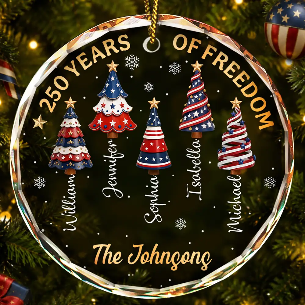 ChristmasTree250YearsOfFreedom PersonalizedCircleGlassOrnament LV434 NAH6196 MKDEF