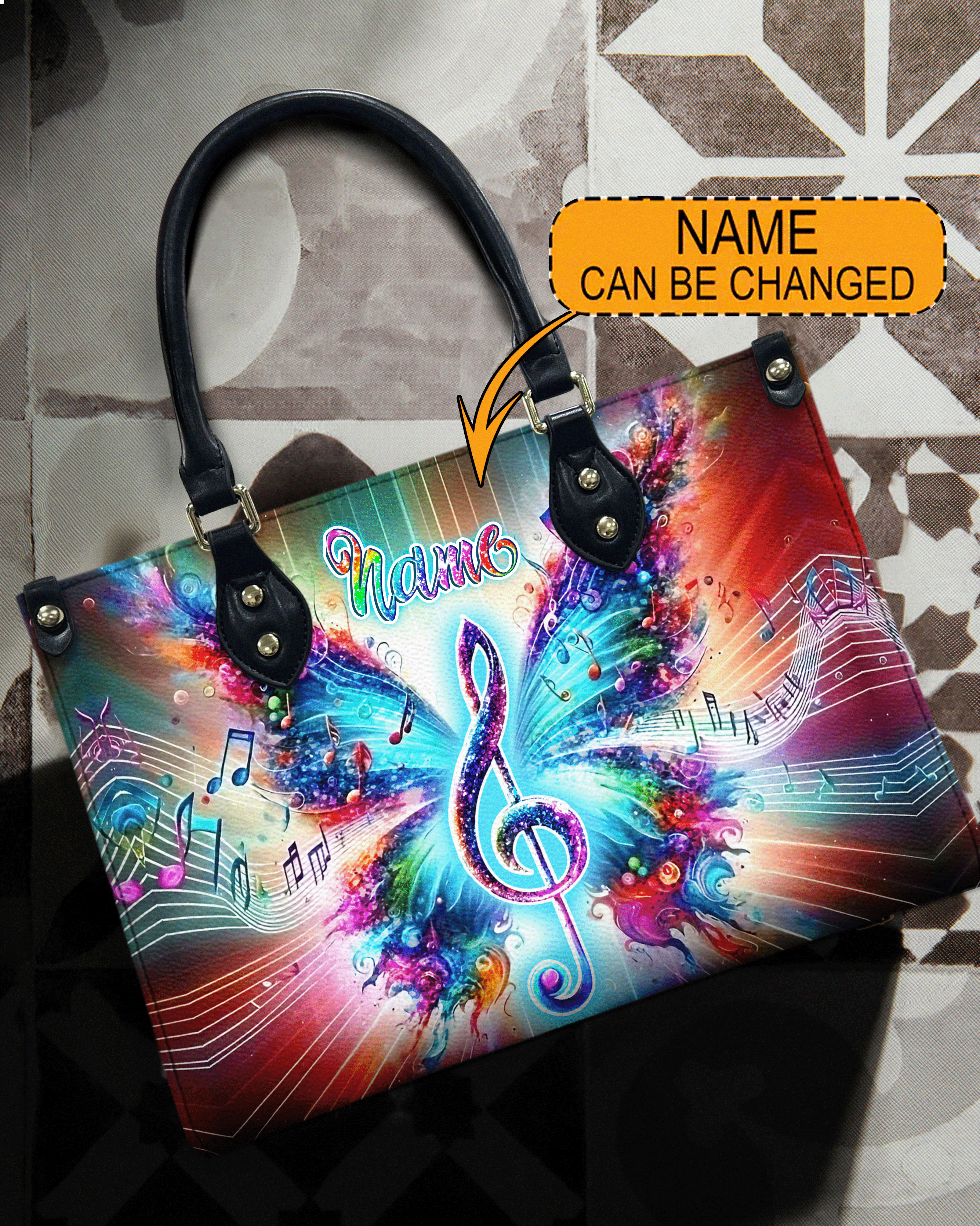 Colorful Music Note Butterfly Colorful Purse Hippie Leather Bag _3_ ERpyT