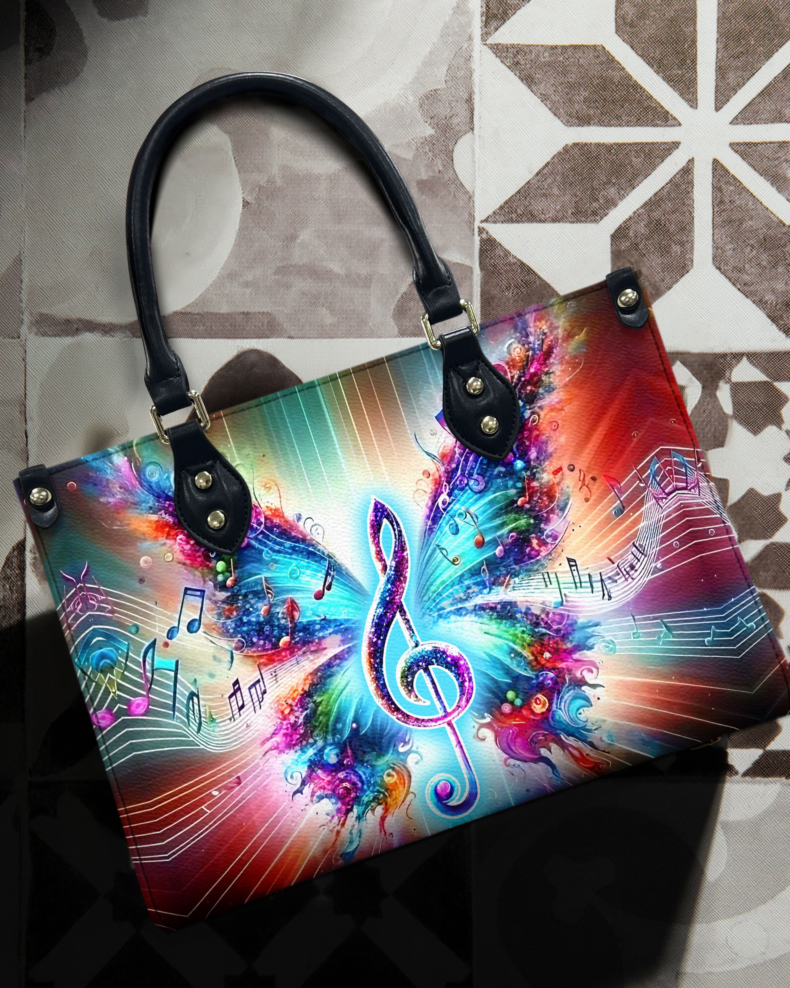 Colorful Music Note Butterfly Colorful Purse Hippie Leather Bag _5_ olqca