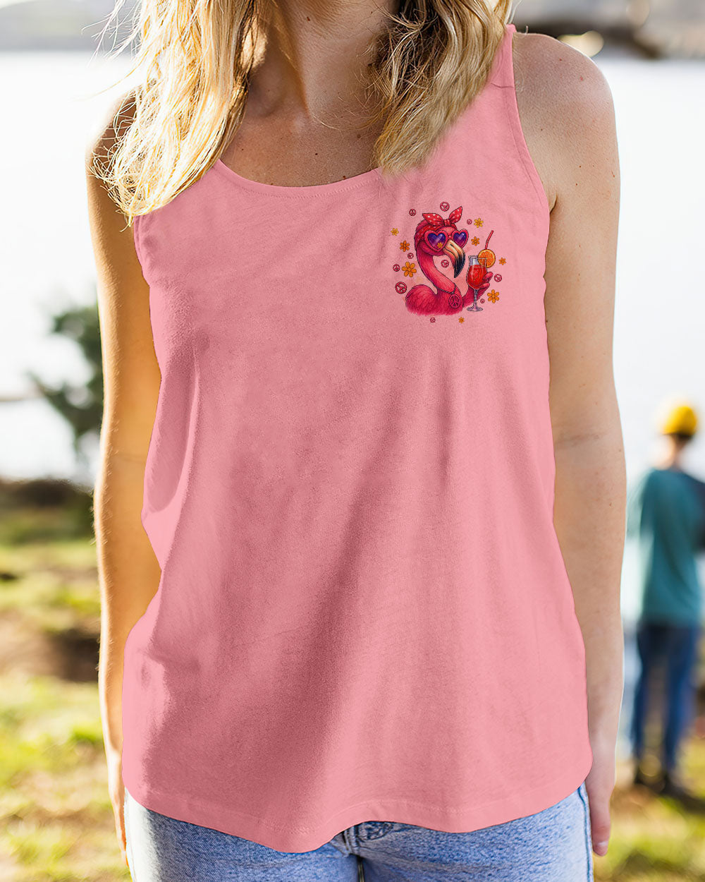 Crazy Flamingo Lady Fun Pink Peace Vibes Design for Women AOP Shirts _12_ dWrrw