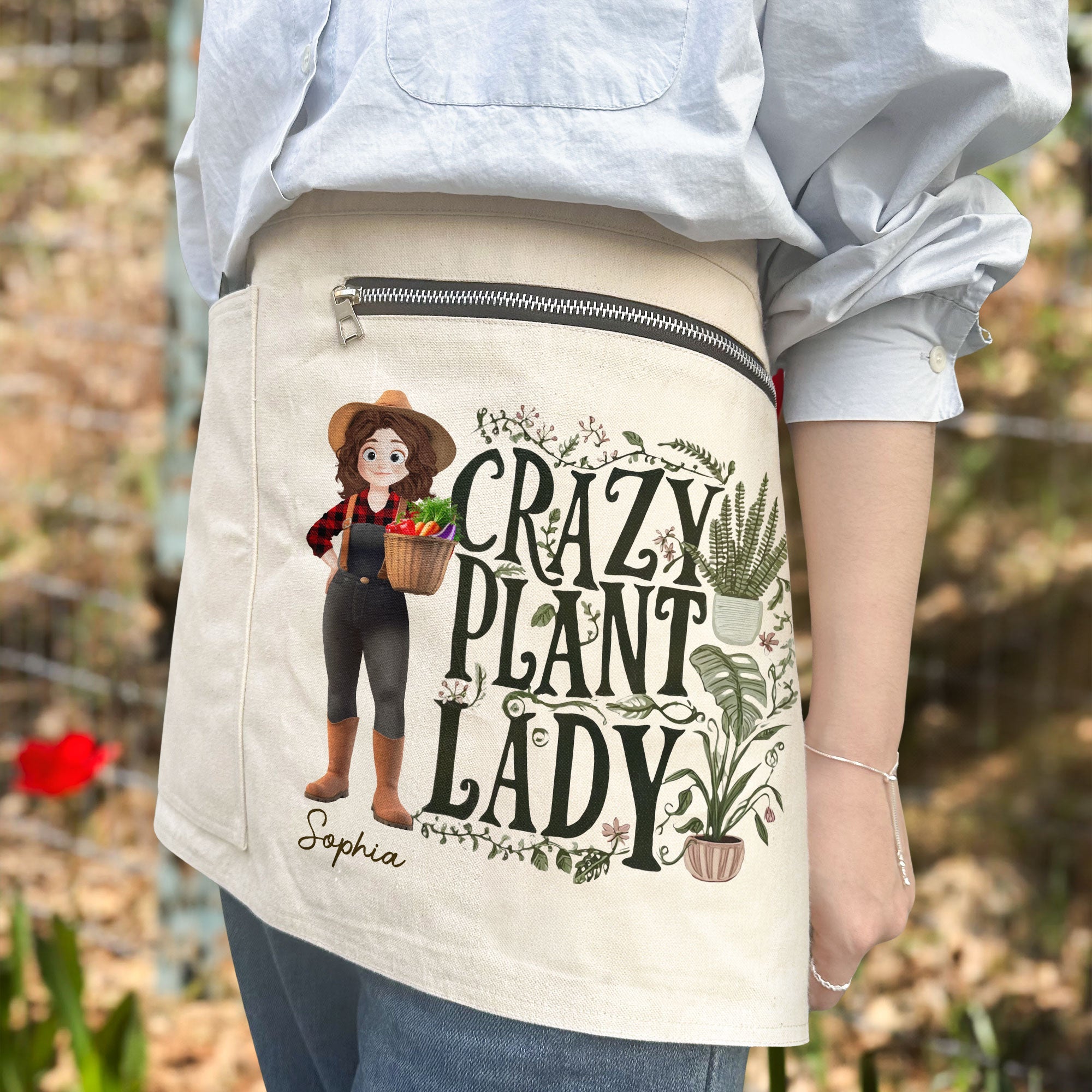 Crazy Plant Lady Cartoon Version Personalized Gardening Apron_1