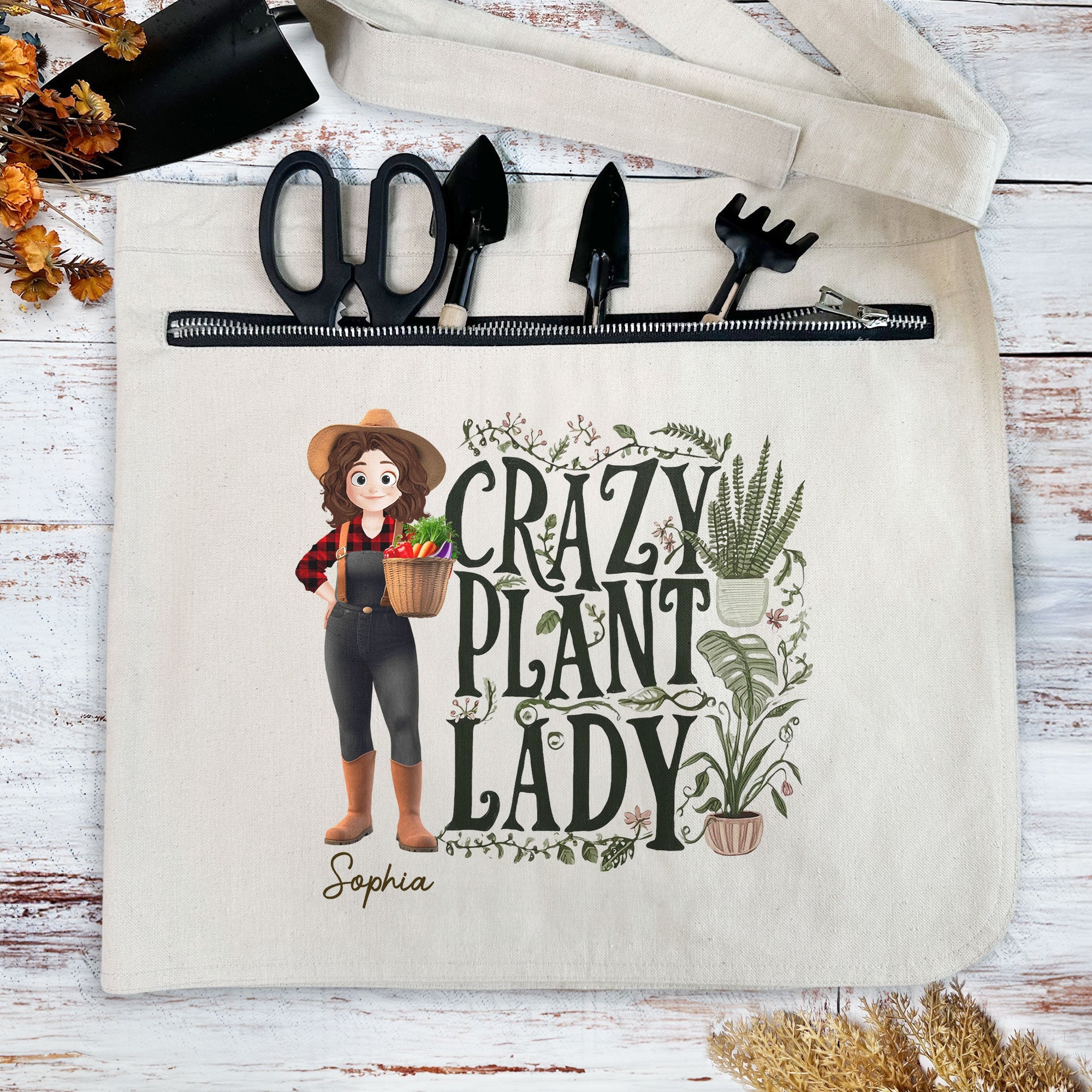 Crazy Plant Lady Cartoon Version Personalized Gardening Apron_2