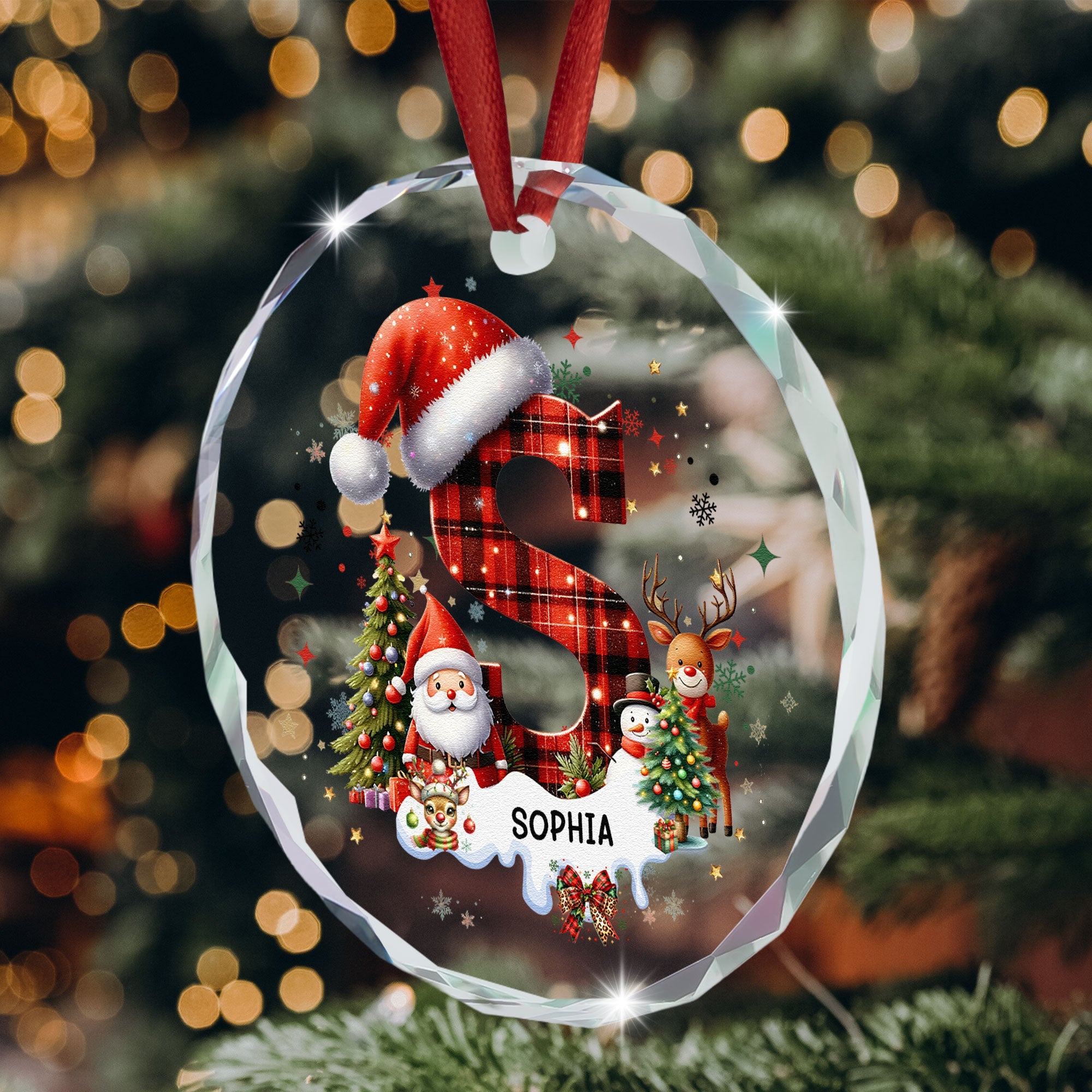 Custom Alphabet Christmas Personalized Glass Ornament_4