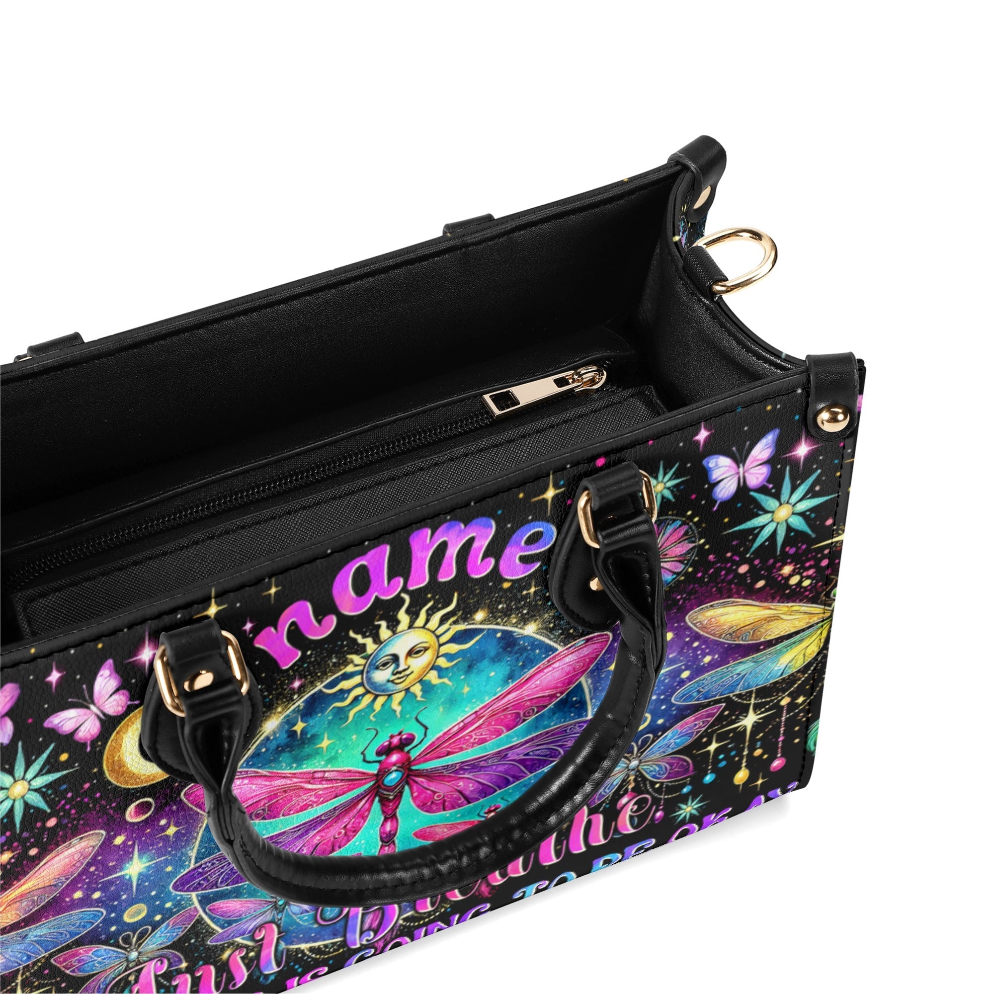 Custom Name Just Breathe Everything Is Going to Be Okay Personalized Leather Bag _8_ 1Ex12