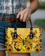 Custom Name Sunflower Butterfly Personalized Leather Bag Gift for Women _11_ tYOhL