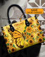 Custom Name Sunflower Butterfly Personalized Leather Bag Gift for Women _12_ OiRqr