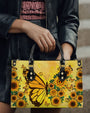 Custom Name Sunflower Butterfly Personalized Leather Bag Gift for Women _2_ LXQIN