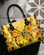 Custom Name Sunflower Butterfly Personalized Leather Bag Gift for Women _3_ m5ere