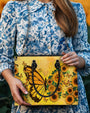 Custom Name Sunflower Butterfly Personalized Leather Bag Gift for Women _5_ jUCR3