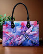 Custom Name Watercolor Galaxy Dragonfly Personalized Leather Bag Gift for Women _4_ UGm7a