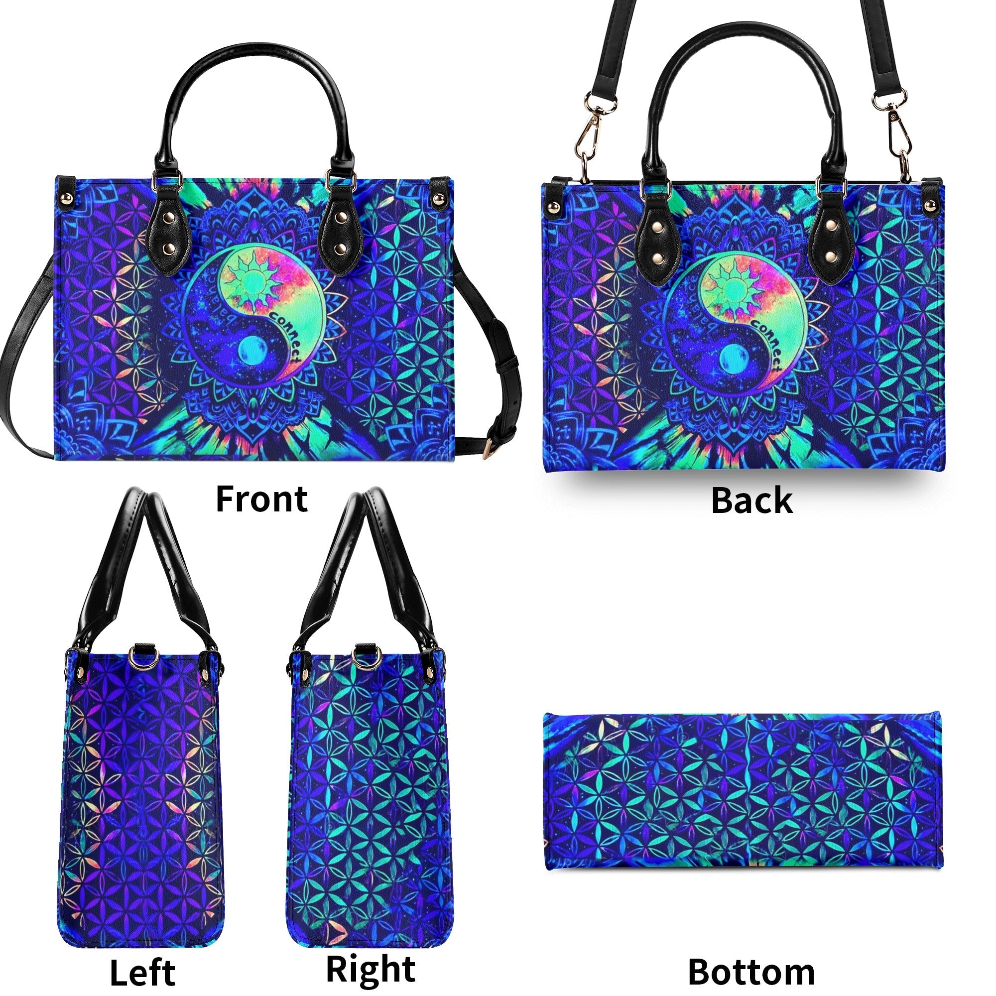 Custom Name Yin Yang Mandala Personalized Hippie Leather Bag Gift for Women _3_ C1vDp