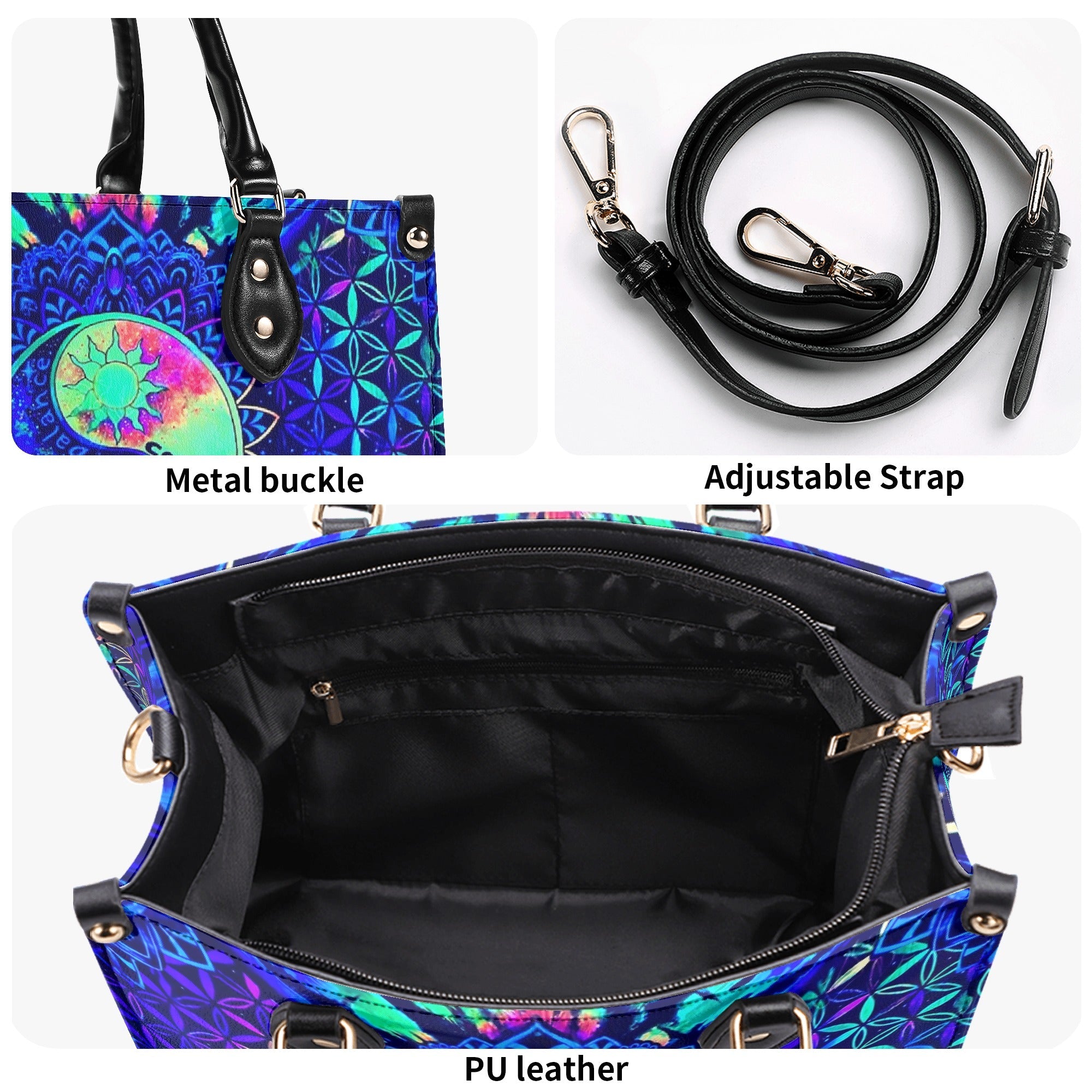 Custom Name Yin Yang Mandala Personalized Hippie Leather Bag Gift for Women _5_ LG6t8