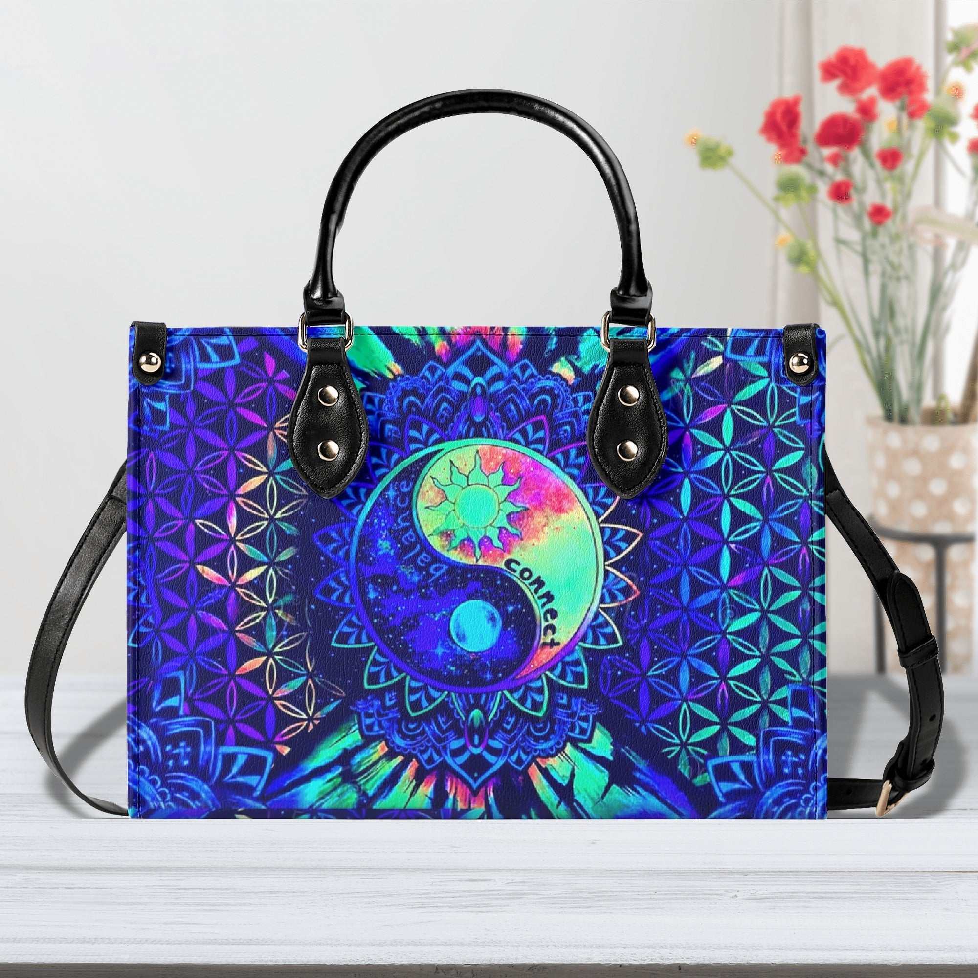 Custom Name Yin Yang Mandala Personalized Hippie Leather Bag Gift for Women _6_ spkhg