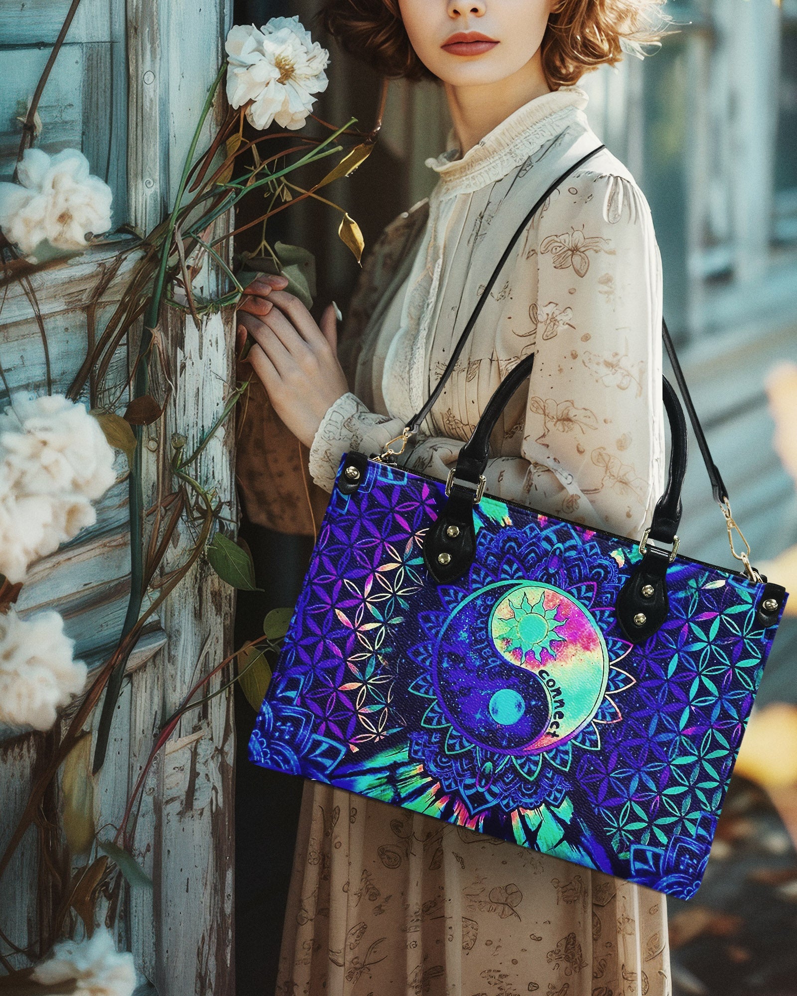Custom Name Yin Yang Mandala Personalized Hippie Leather Bag Gift for Women _9_ 2sP6p