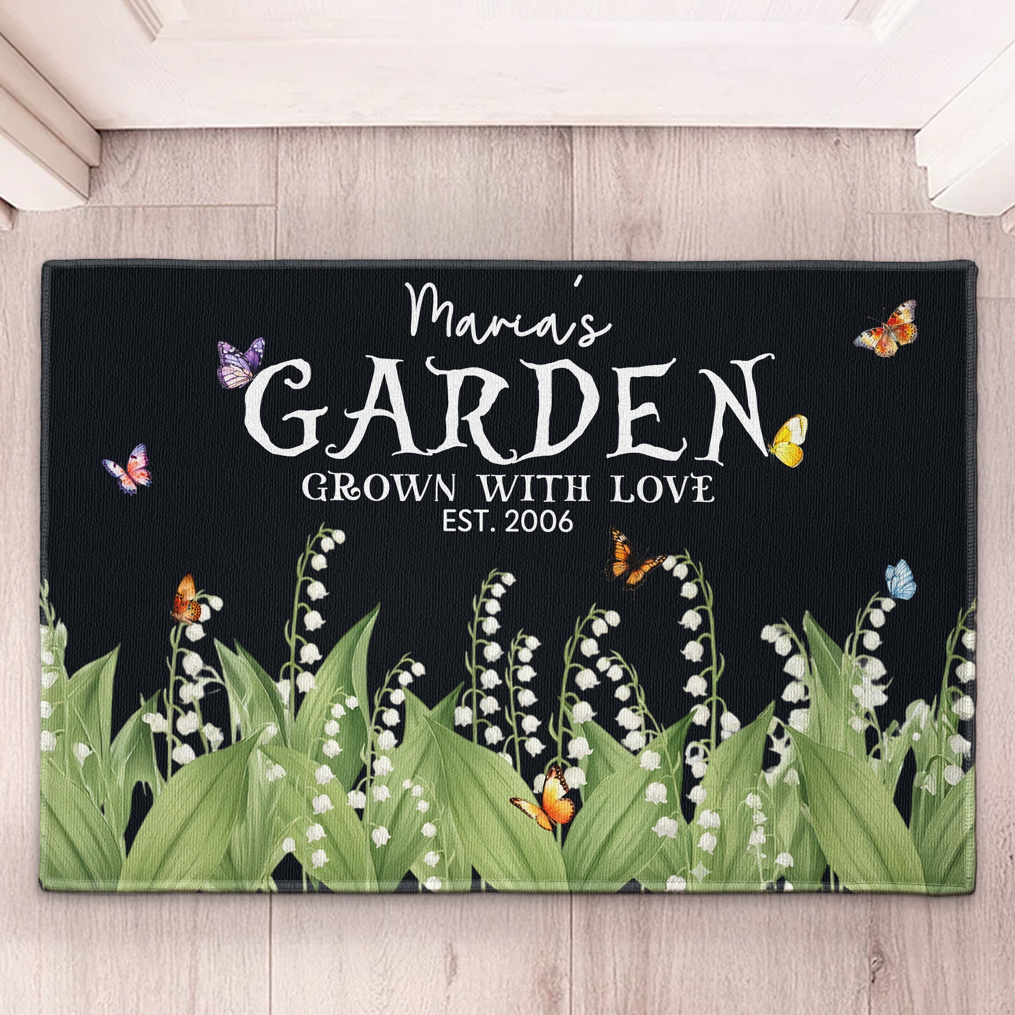 Custom Name _ Birth Flower Garden Welcome Mat For Her_ Mom_ Grandma Personalized Doormat_4