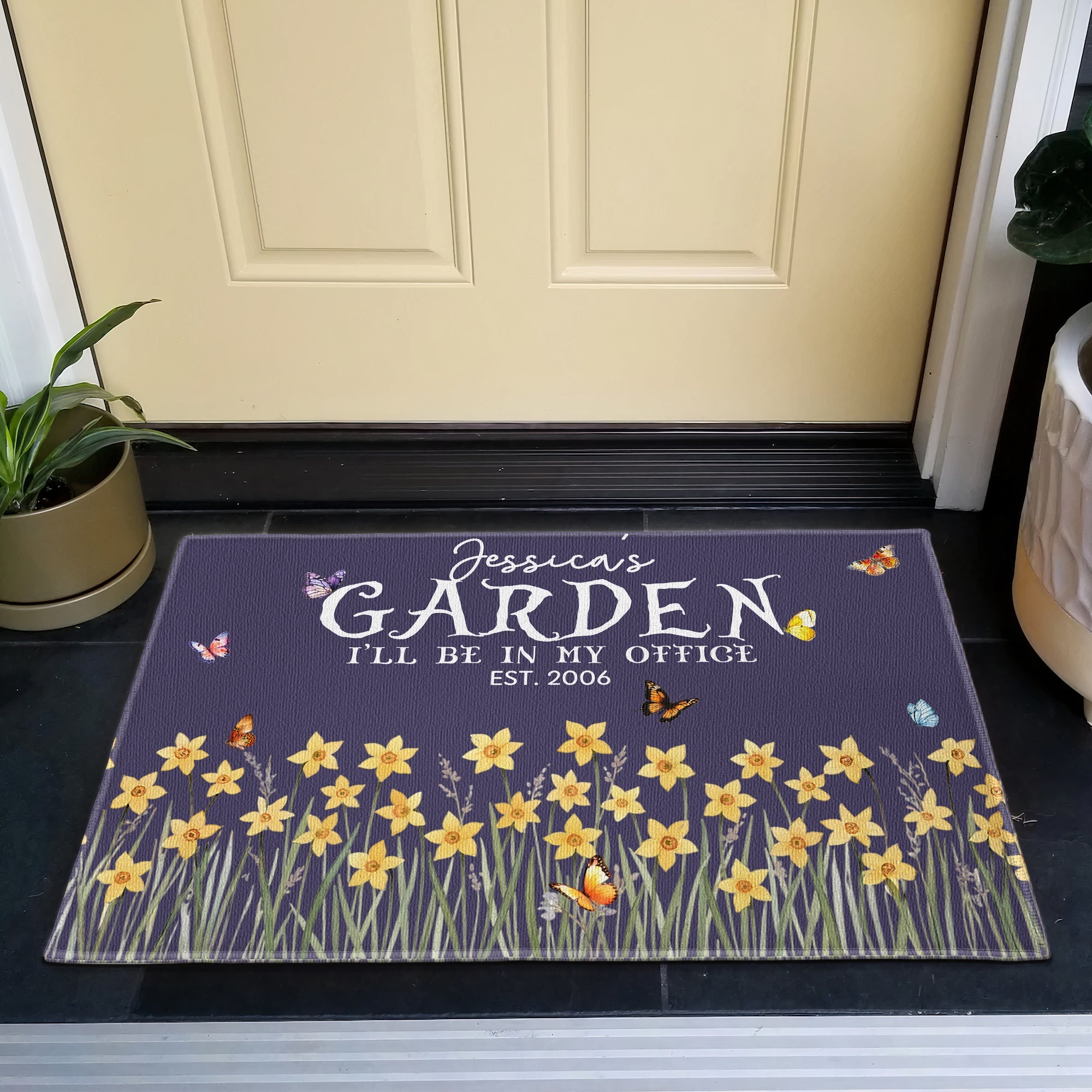 Custom Name _ Birth Flower Garden Welcome Mat For Her_ Mom_ Grandma Personalized Doormat_5