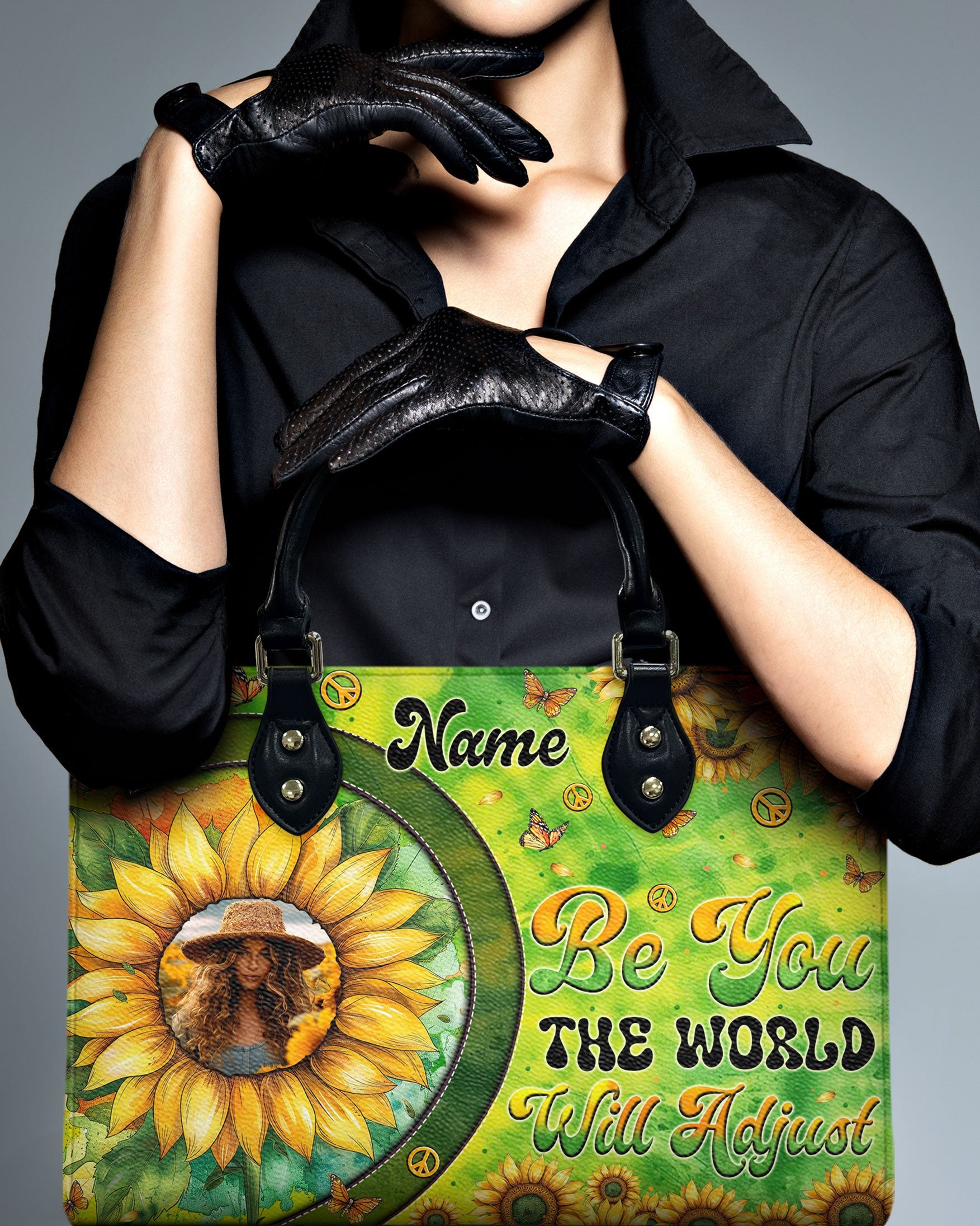 Custom Photo and Name Be You The World Will Adjust Personalized Leather Bag Gift for Women _1_ LsxaX