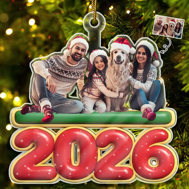 2026 Custom Photo 3D Effect Christmas Gathered Together Gift For Family, Friend - Personalized Acrylic Ornament