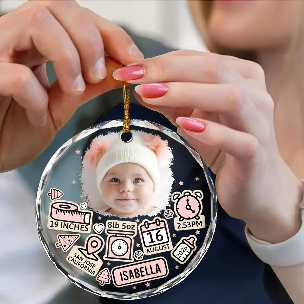CustomPhotoBabyFirstChristmas PersonalizedCircleGlassOrnament AT1383 CIN2748 MK 3