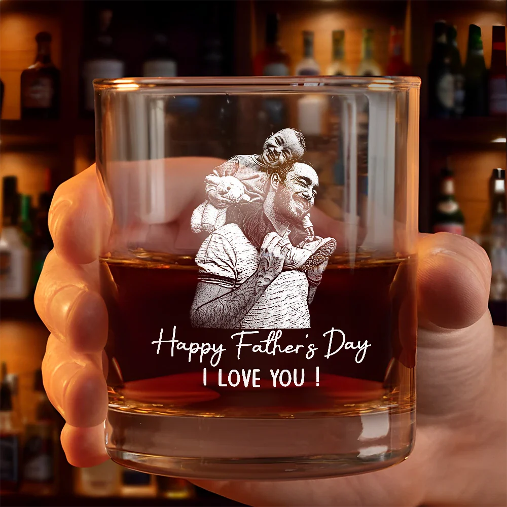 CustomPhotoPencilSketchBestDadEver PersonalizedWhiskeyGlass TS1024 CLA2334 Mk2