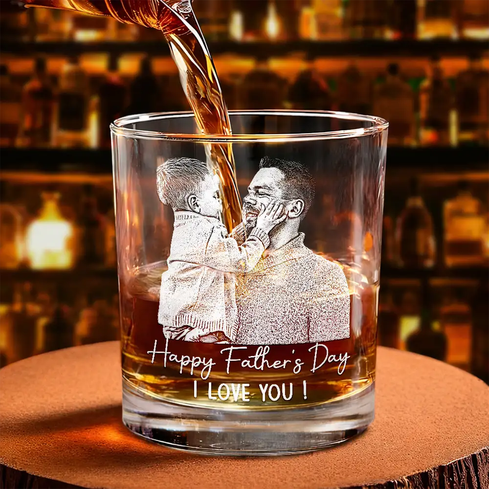 CustomPhotoPencilSketchBestDadEver PersonalizedWhiskeyGlass TS1024 CLA2334 Mk4