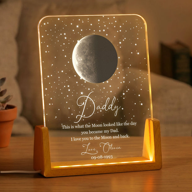 Custom Moon Phase By Date You Become Our Dad - Personalized Custom Night Light - Gift For Father's Day