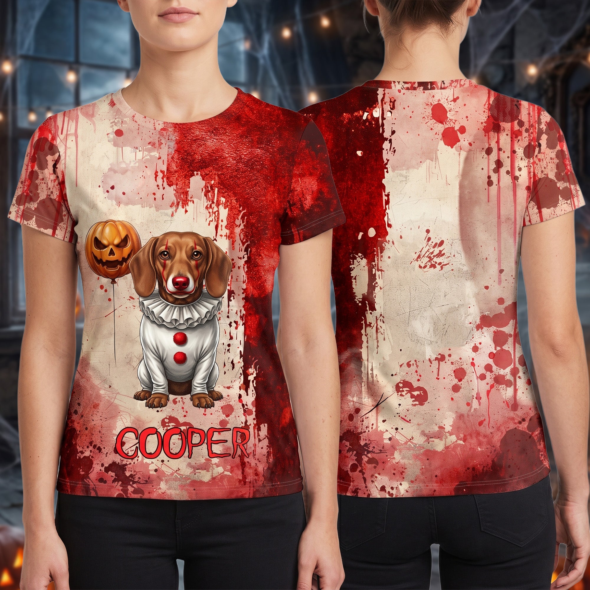 Custom_Photo_Scary_Halloween_Clown_Gift_For_Pet_Lover_Personalized_Shirt_1