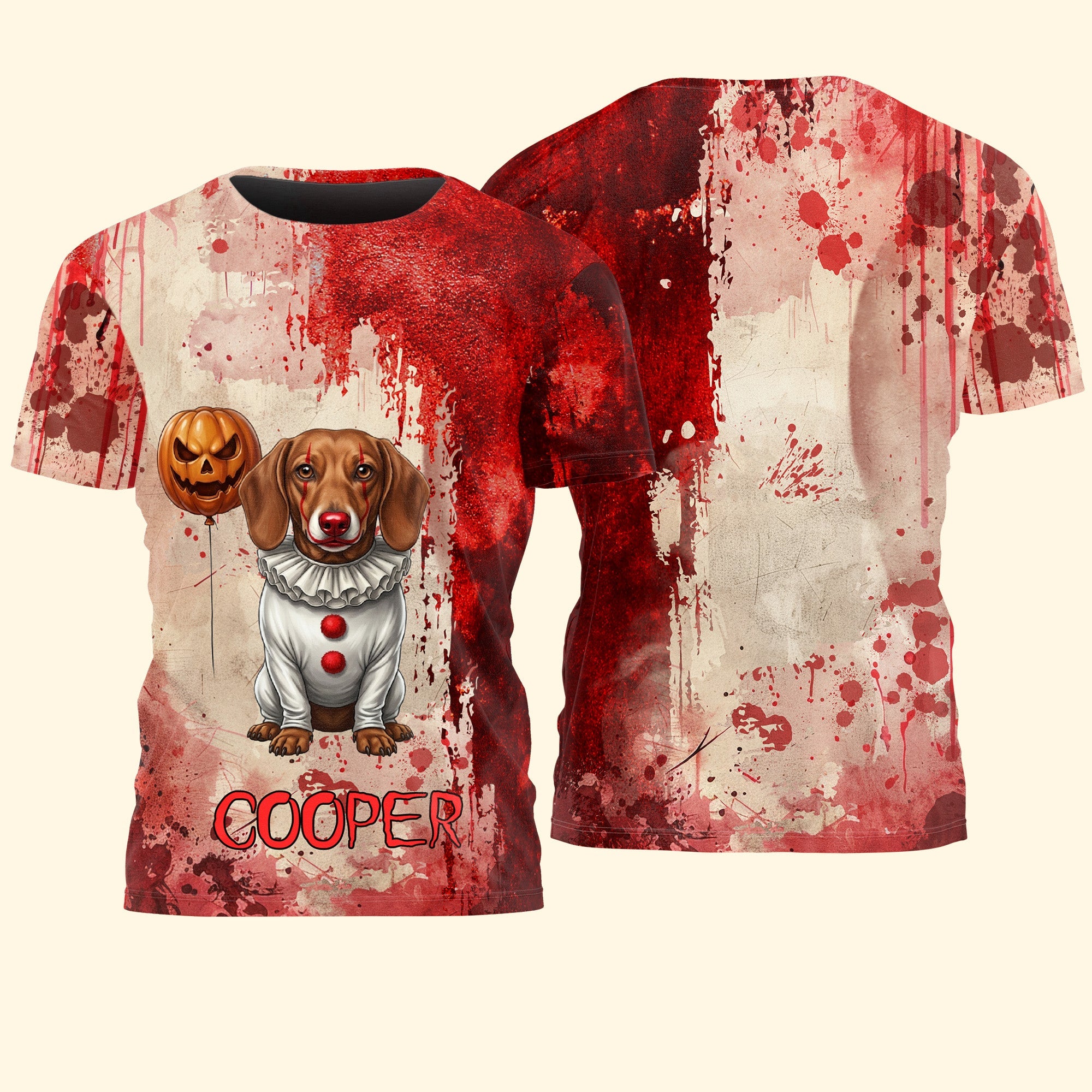 Custom_Photo_Scary_Halloween_Clown_Gift_For_Pet_Lover_Personalized_Shirt_2