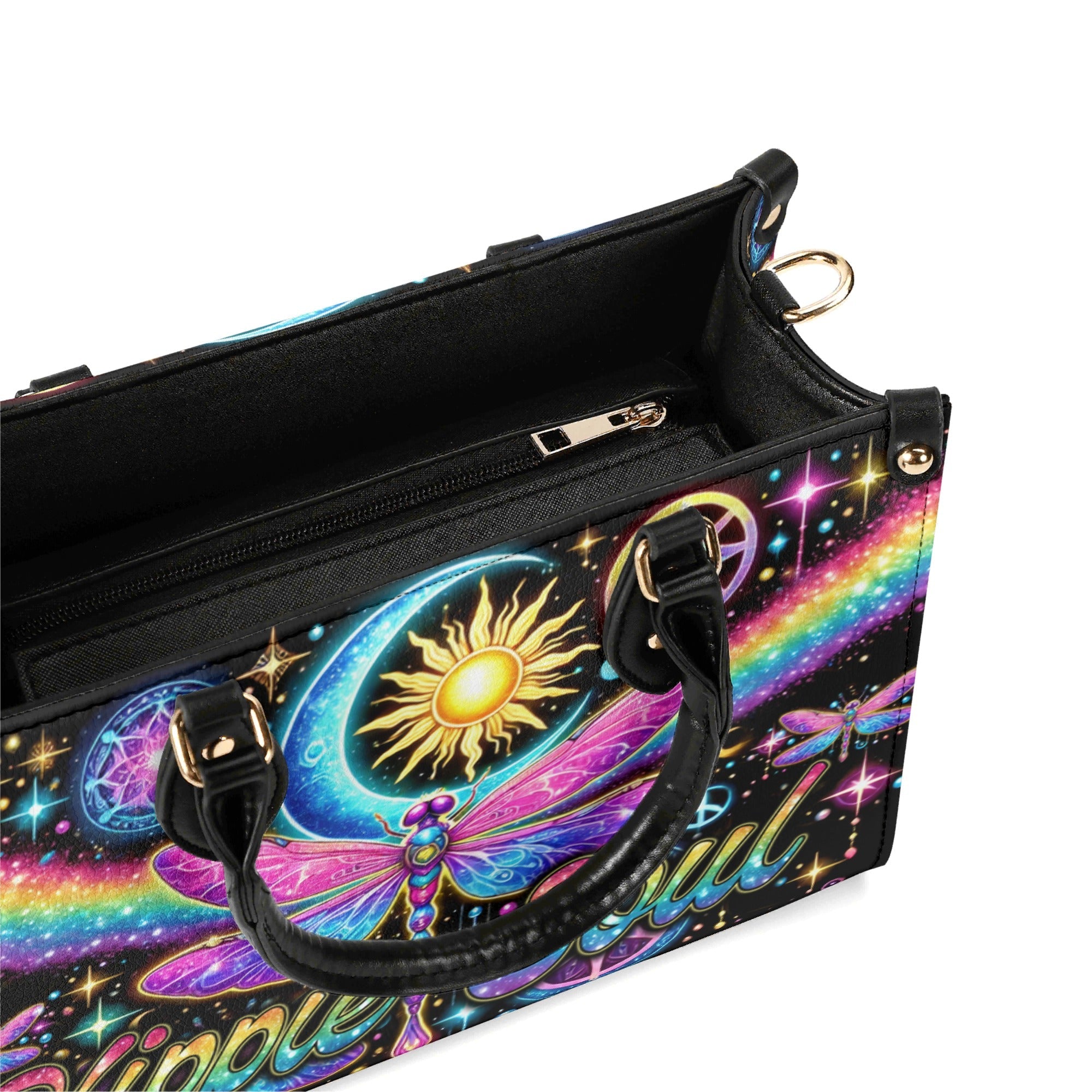 Custome Name Hippie Soul Celestial Dragonfly Personalized Leather Bag Gift for Women _5_ 0uNC1