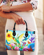 Custome Name Hummingbird Colorful Butterfly Floral Personalized Leather Bag Gift For Women _12_ 8pafc
