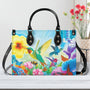 Custome Name Hummingbird Colorful Butterfly Floral Personalized Leather Bag Gift For Women _5_ 06cIw