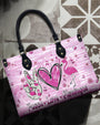 Custome Name Peace Love Flamingos Personalized Pink Leather Bag Gift for Women _13_ pjOWY