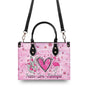 Custome Name Peace Love Flamingos Personalized Pink Leather Bag Gift for Women _4_ wpUKA
